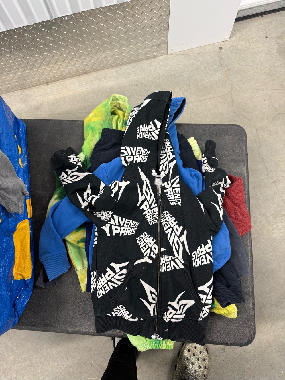 Givenchy Black and White Logo Zip-Up Hoodie for Kids